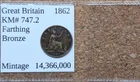 1862 Victoria Farthing — photo from another recent sale