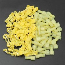 200x Quick Disconnect Insulated T-Taps Wire Terminal Connectors Yellow 12-10AWG