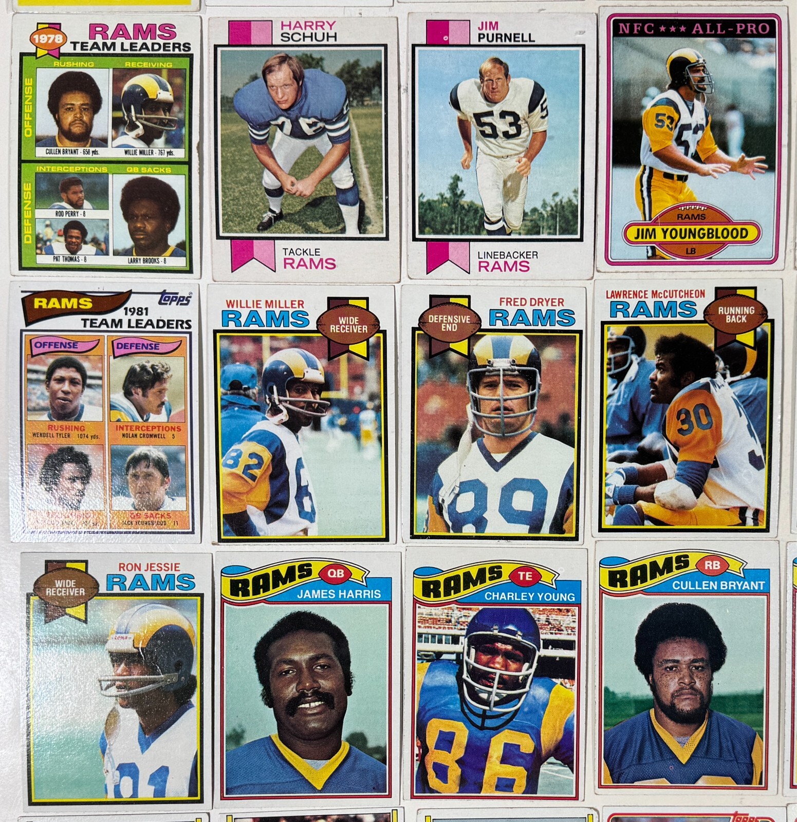 Los Angeles Rams Topps NFL Football Trading Card Vintage 1960s 70s 80s ...