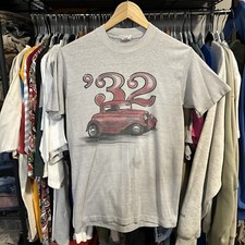 Vintage 80s Airbrush Car Hot Rod Single Stitch Thin Shirt Medium Gray USA Made