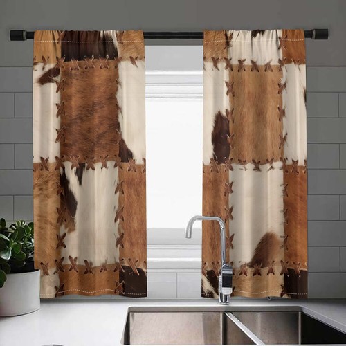 2 Panels 3D Vintage Cowhide Curtains Window Drapes for Bedroom Living Room - Picture 30 of 39