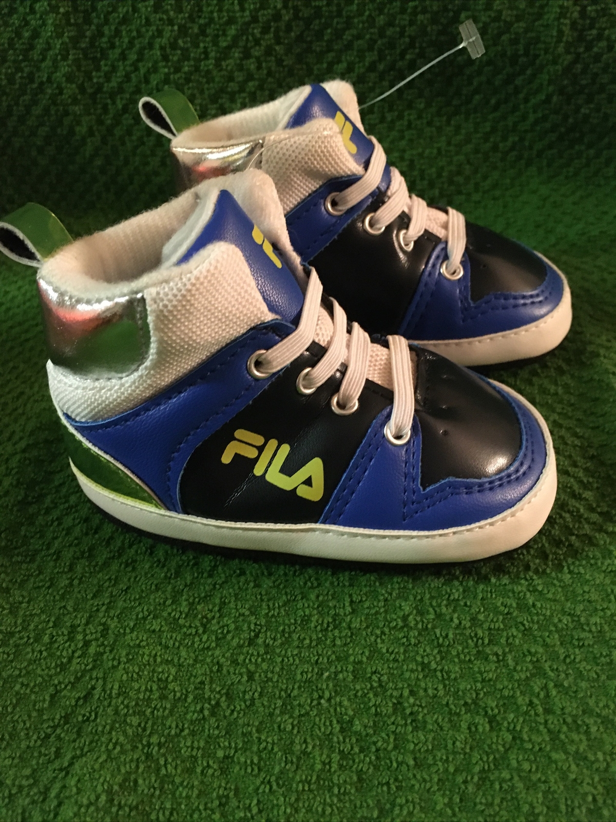 PONY Scarpe culla sneaker alte bambino Fila ragazzo Trapunto taglia 6 12 mesi nuove con etichette