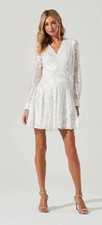 ASTR the Label Aja Burnout Wrap Front Mini Dress XL White Lace Wedding