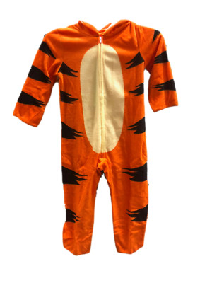 Disney Tigger Fleece Orange Blk One Piece Zip Up Pajamas Halloween Kids Size 6 Ebay