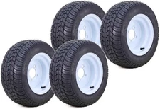 LIBRA Golf Cart Tire Rim 205/50-10 4-Ply w/ 4 Lugs on 4" White , Set 4 -14002