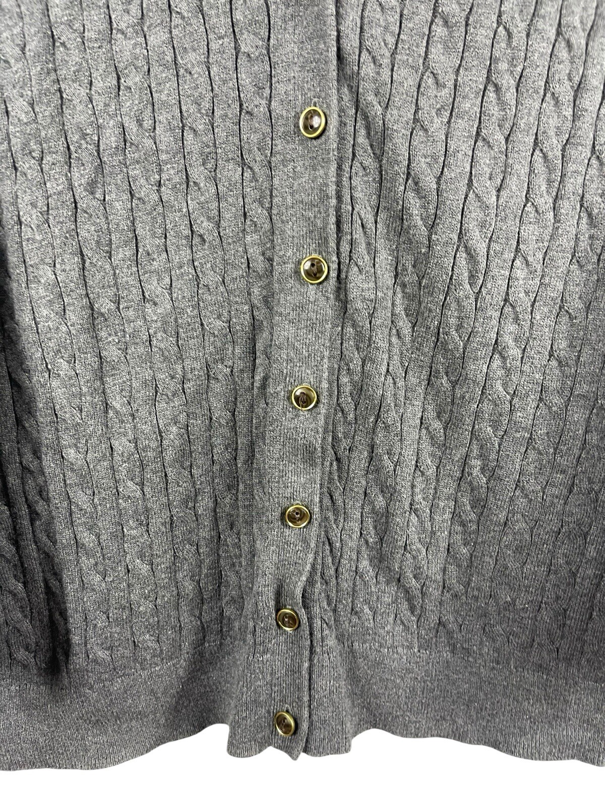 Basic Editions Gray Cable Knit V-neck Long Sleeve… - image 4