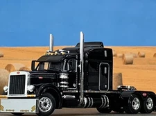 1/64 DCP BLACK PETERBILT 379 W/ 63" MID ROOF SLEEPER W/ WHALE TAIL