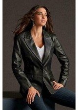 ELEGANT New Women's Black Blazer 100 Real Lambskin Style Slim Fit Coat Blazer