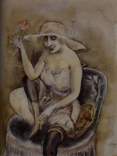 Girl with Pink Rose – Otto Dix 1923 Weimar Expressionist Art Print Wall Decor