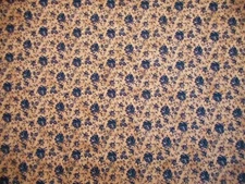 Civil War Reproduction Fabric By Yard Navy Blue Roses Tan 19th Century Cotton #B