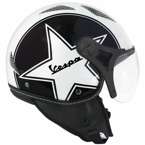 CASCO JET HELIOS STAR BIANCO NERO GRAFICA STELLA LOGO VESPA ET3 PX SUPER  GTS X | eBay