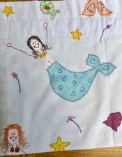 Designer Custom Valance Mermaid  Print Lavender 100x16 Cotton Lined Shimmer EUC