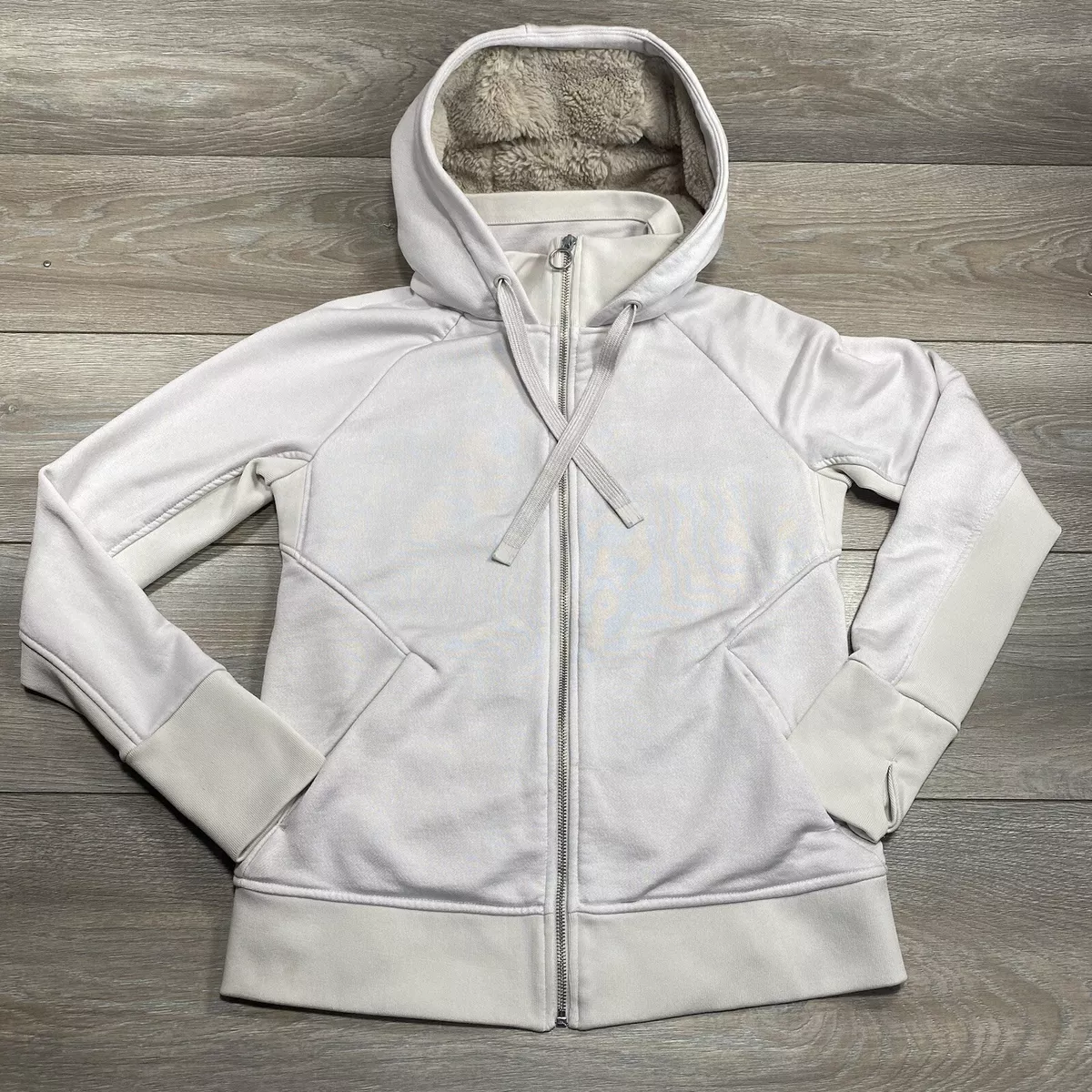 Athleta Triumph Luxe Shine Hoodie Pearl White Womens Size M 511431