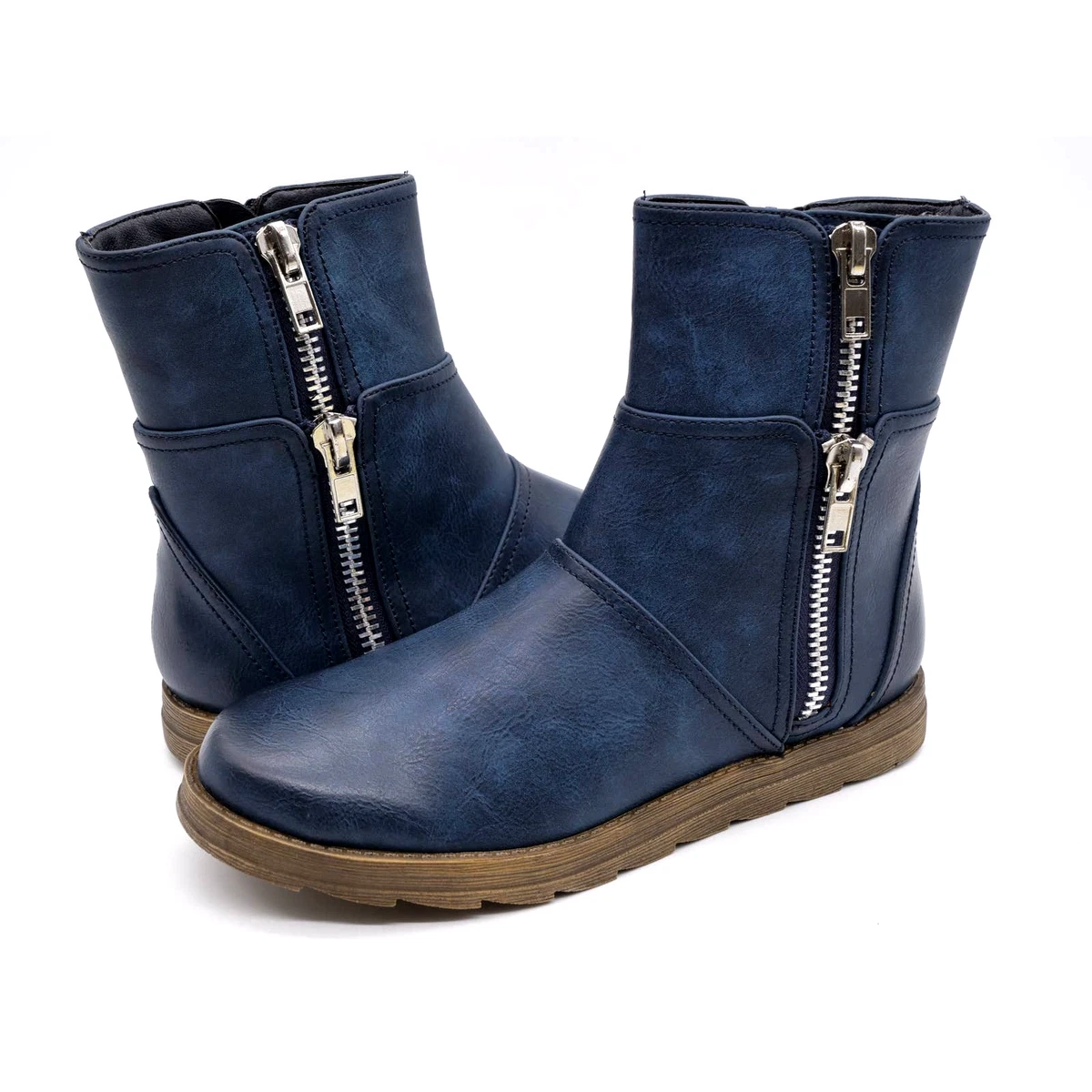 Blue leather bootie sale