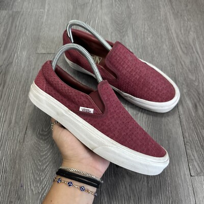 Vans Classic Slip-On Embossed Weave Maroon Women Shoes