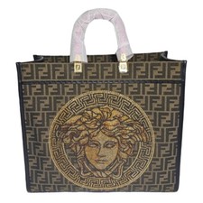 New Fendi X Versace Fendace Collaboration Sunshine Ff Medusa Shopper Tote Bag