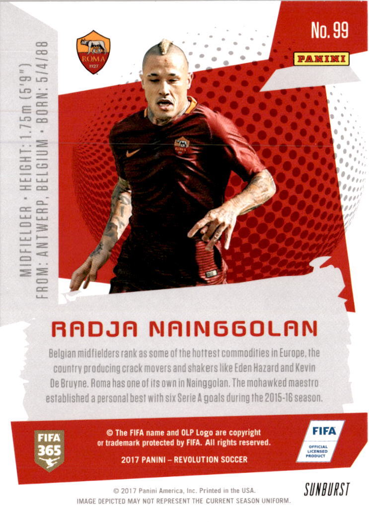 2017 Panini Revolution #99 Radja Nainggolan Sunburst Roma | eBay
