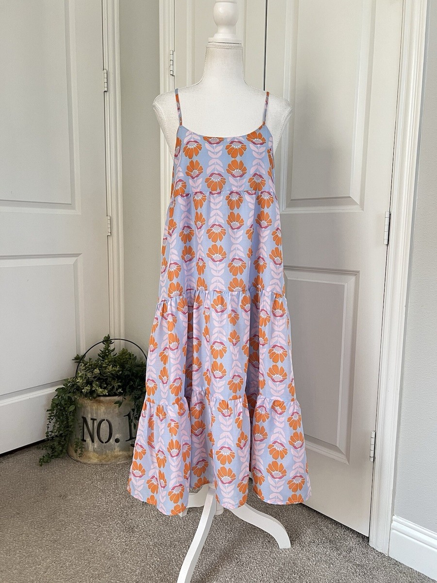 J Marie Women's The Violet Floral Tiered Midi Dress Pocket Size S ECU | eBay