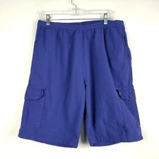 Vintage Collections Etc Mens Shorts Size L Blue Pull On Cargo Sports Swimming