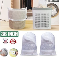 2× Large Mesh Laundry Bag Heavy Duty Drawstring Washing Machine Clothers Bag 36”