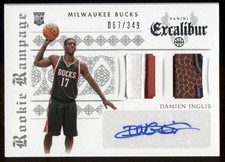 Damien Inglis 2014-15 Excalibur Dual Jersey Patch Ball Auto /349 Rookie Rampage