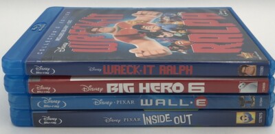 BLU RAY 4 DISNEY PIXAR FAMILY MOVIE LOT WALL-E BIG HERO 6 WRECKIT