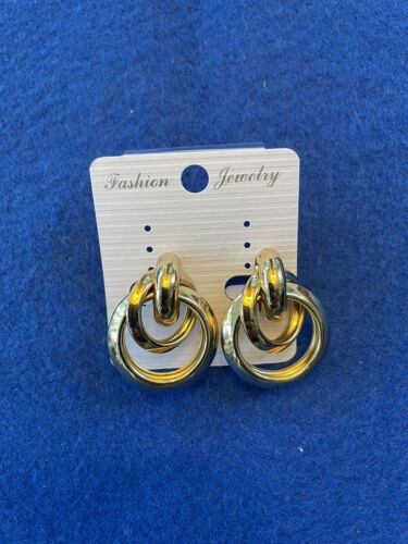 Yellow Gold Love Knot Post Earrings Drop Twist Fashion Jewelry CLIP ON - Picture 1 of 3