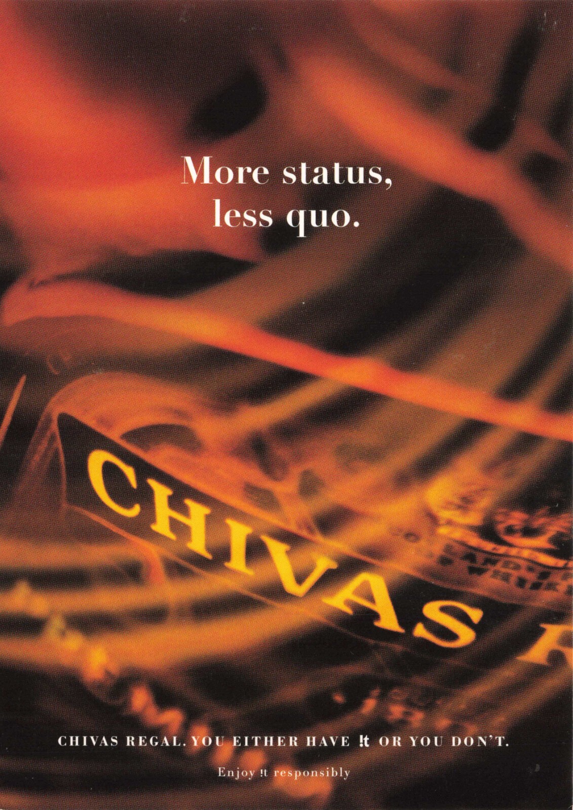 Postcard 1998 Chivas Regal Scotch Whiskey Bottle Alcohol Advertisement