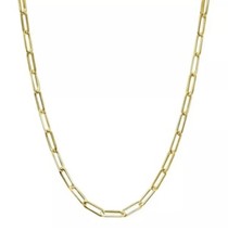 Real Genuine 1/20 14K Solid Yellow Gold Paperclip Chain Necklace 18 inch mm