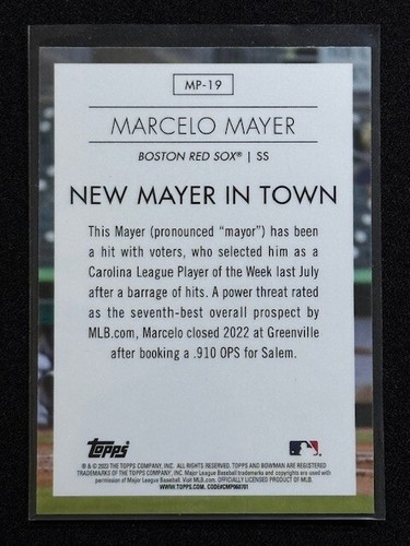 2023 Bowman - Modern Prospects Marcelo Mayer #MP-19 (RC) Boston REDSOX - Bild 4 von 4