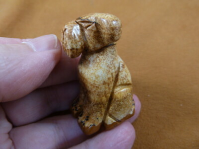 Y-DOG-AI-553) tan Jasper WIRE FOX AIREDALE Terrier dog gemstone carving figurine