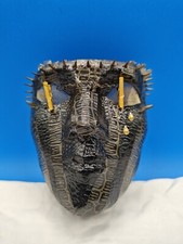 Vintage Handmade Black Paper Mache Face Mask Read