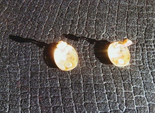 Estate Vintage Oval Harlequin Diamond Deco Design Enamel Gold Plated Earrings - Picture 7 of 7