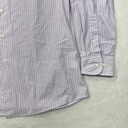Dockers Men's Medium (15-15 1/2) Fitted Purple Striped Button Front Dress Shirt - Picture 5 of 11