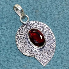 Garnet 925 Silver Plated Pendant 1.9" Affordable Gifts Limited Stock Deal MJ
