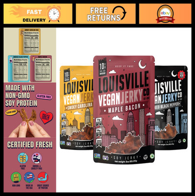 Vegan Jerky Variety Pack - 3 oz. Each, Smoky BBQ, Black Pepper, Maple Bacon - 3
