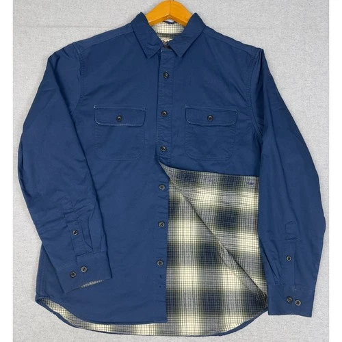 Orton Brothers Vermont Shirt Jacket Mens L Blue Flannel Lined Cotton Workwear - product listing photo