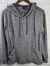 Spyder Active Women's Gray Hoodie Fleece Pockets Side Slit Stretch Comfort Sz XL
