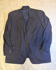 HUGO BOSS Navy Pinstripe Suit Jacket Blazer 54-56 Single-Breasted 1-Button