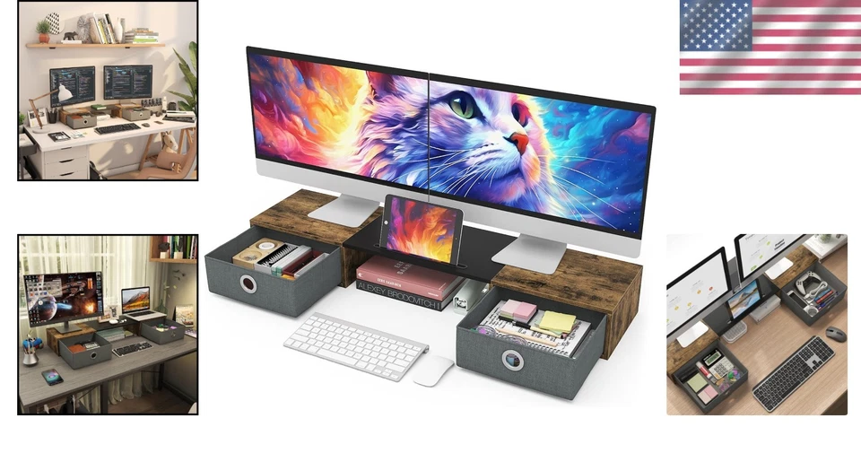 Dual Monitor Stand Riser for Neck Pain Relief - Image 2 of 4