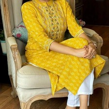 Khadi Cotton Designer Ethnic Kurta Set Women Office Casual Wear Kurti Pant Set