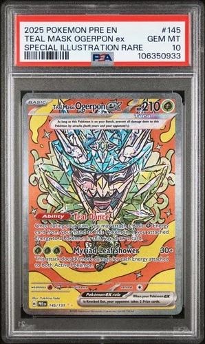 2025 POKEMON PRE EN-PRISMATIC EVOLUTIONS #145 TEAL MASK OGERPON EX PSA 10