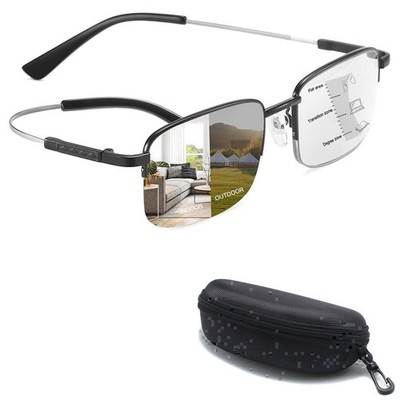 Photochromic Multifocus Reading Glasses Titanium Semi Rim Multifocal Eyeglasses