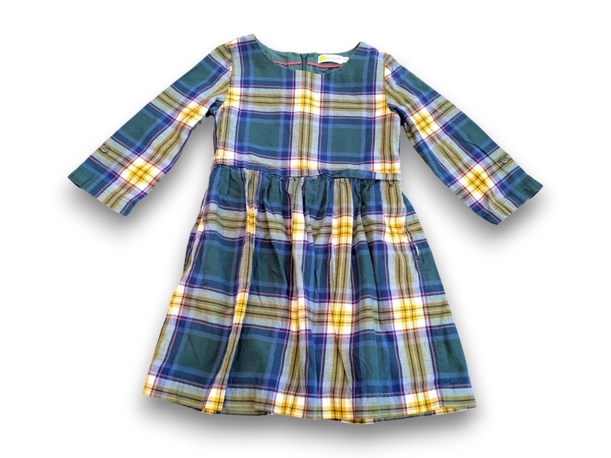 Mini Boden Johnnie B Green Plaid Dress Long Sleeve Cotton Holiday Girls 6-7 Mini Boden Johnnie B Green Plaid Dress Long Sleeve Cotton Holiday Girls 6-7