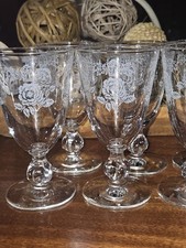 Lot of 8 Vintage Libbey Rose & Crown 