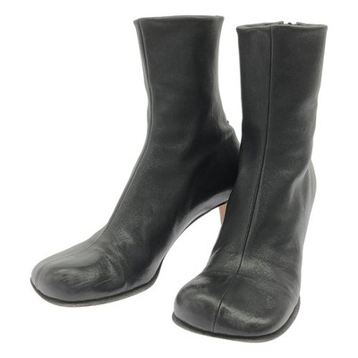 BOTTEGA VENETA Bloc Block Leather Heel Ankle BOOTS Black 36 Used MESC-0