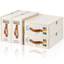 Bed Organizer 4 Pack - No Insects Entry Organizers and Storage with Zipper, L...