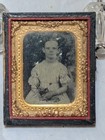 vintage Daguerreotype photo 1800s Cabinet Picture Young Girl Flowers Antique