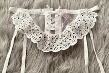 Victorias Secret Nwt Dream Angels White Mesh & Eyelet Apron Garter Belt M / L