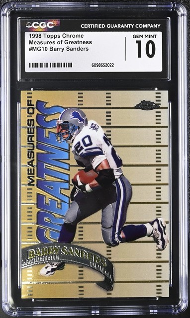1998 Topps Chrome Barry Sanders Measures of Greatness #MG10 CGC 10 Detroit Lions